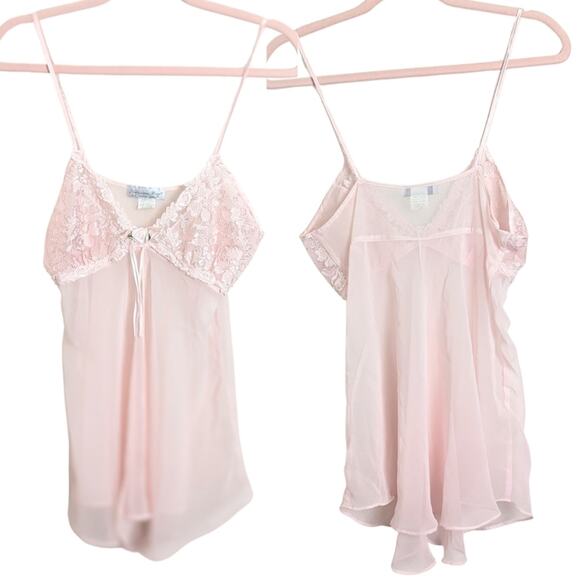 Y2K Vintage Coquette Pink Lace & Embroidered Lingerie Top Women's Size Medium - Picture 1 of 8